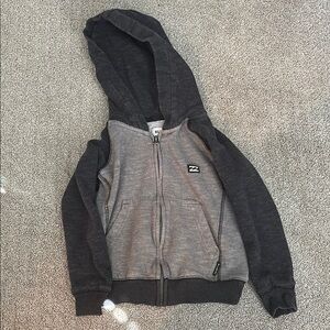 Billabong Kids Gray Hoodie with Full-Zip Closure-size 4